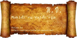 Makláry Valéria névjegykártya