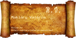 Makláry Valéria névjegykártya